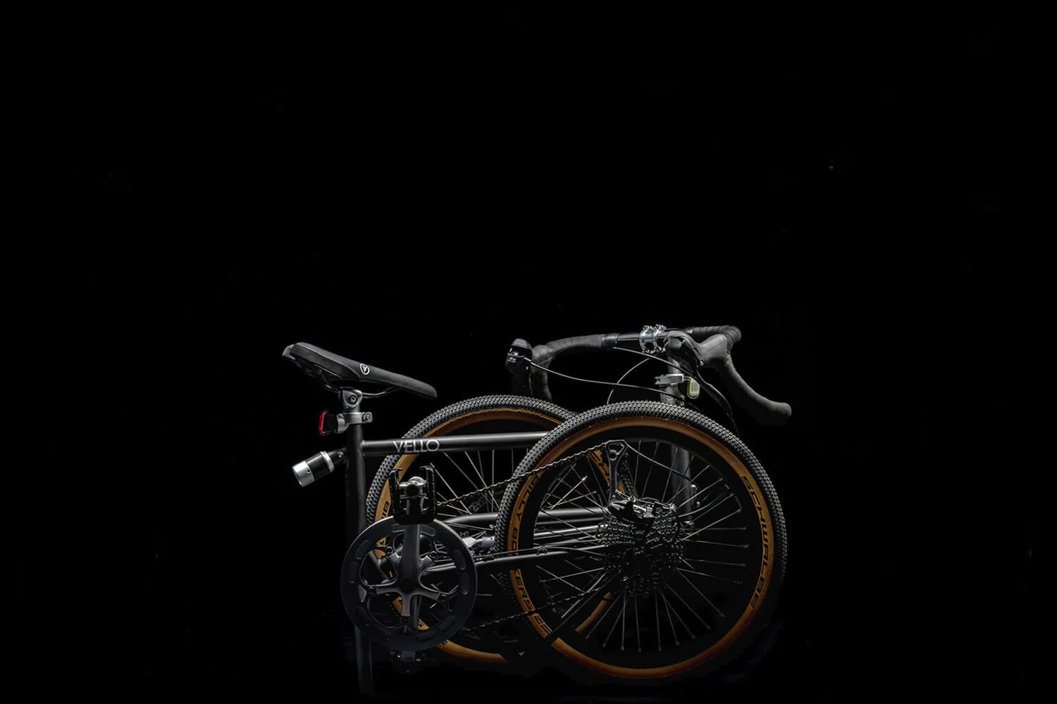 VELLO Gravel Bike gefaltet mit schwarzen Hintergrund