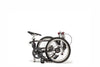 Ein gefaltetes VELLO BIKE plus Automatik Faltrad / Klapprad in der Farbe Anthrazit, mit 20 Zoll Schwalbe Marathon Reifen.
