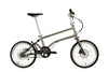 Ein entfaltetes VELLO BIKE plus Automatic Titan Faltrad / Klapprad in der Farbe gebürstetes Titan, mit 20 Zoll Schwalbe Kojak Reifen.