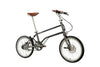 Ein entfaltetes VELLO Rohloff-Special-Edition Faltrad / Klapprad in der Farbe Anthrazit, mit 20 Zoll Schwalbe Marathon Reifen, mit Brooks Sattel in Farbe "honey" und faltbarem Lenker mit Brooks Griffen in Farbe "honey". Der Fokus liegt auf Lenker. 