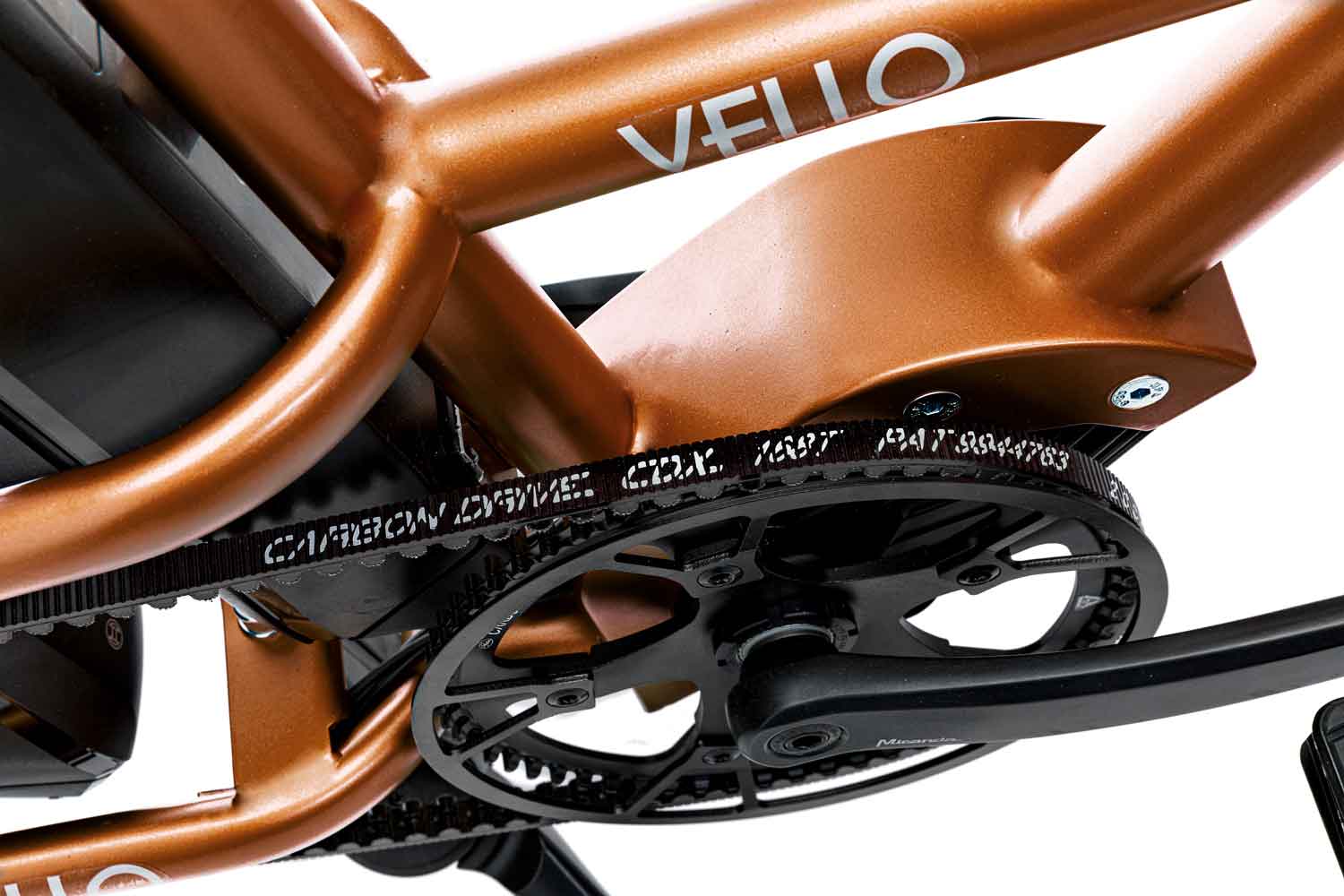 Die Carbon Drive CDX Kette an einem VELLO SUB Lastenrad.
