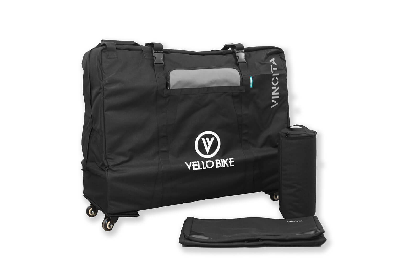 Eine VELLO Transporttasche für Klapprad / Faltrad mit Rollen, gut zum reisen mit Flieger.